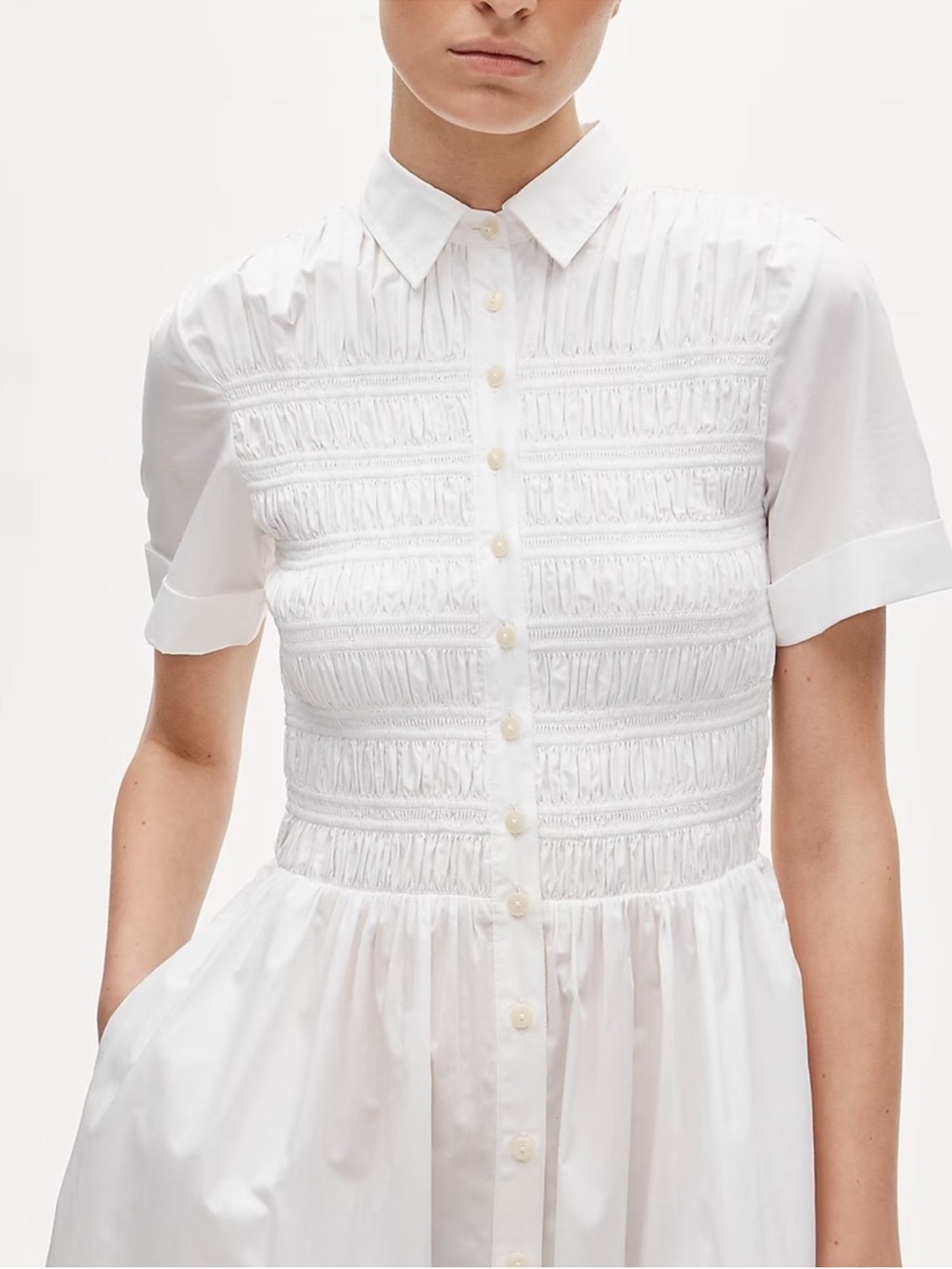 J crew Elsie shirt-dress in cotton poplin Size Small White NWT Midi - Picture 2 of 3
